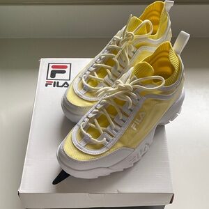 New Fila Disrupter II Monomesh Shoes Yellow and White Size 9
